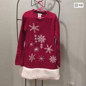 Max Studio Red and White Snowflake Sweater Dress
